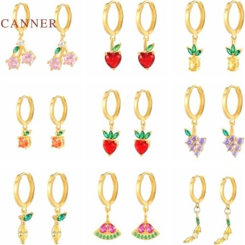 CANNER 925 Sterling Silver Earrings For Women Cute Fruit Earrings Dangle Ear Piercing Pendientes Mom Gift 2021 Trend Vintage
