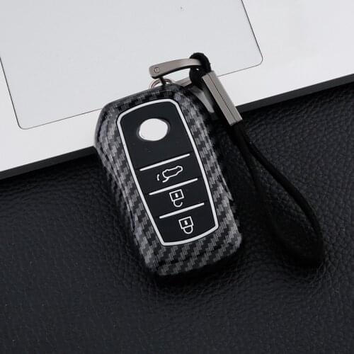 Carbon fiber Silicone Car key Cover Case For Toyota Fortuner Hilux surf vigo revo Corolla Rav4 Highlander 2015 2016 2017 2018
