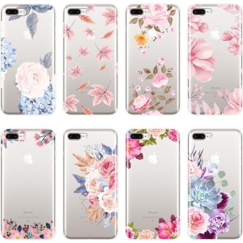 Rose Flower Pink Floral Phone Case For Apple iPhone X XR XS MAX 8 7 6S 6 S Silicone Soft Back Cover For iPhone 6 S 6S 7 8 Plus