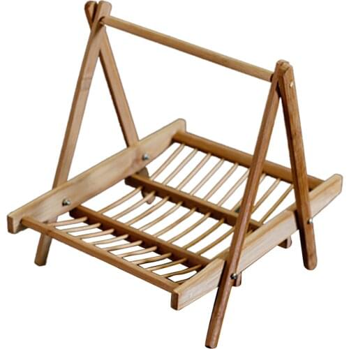 Foldable Bamboo Basket Mutton Hollow Out Bamboo Drying Rack Hanger Craft