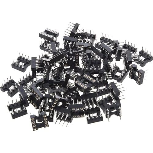 SODIAL(R) 60 Pcs 8 Round Pin 2.54Mm Pitch DIP Ic Adaptor Sockets