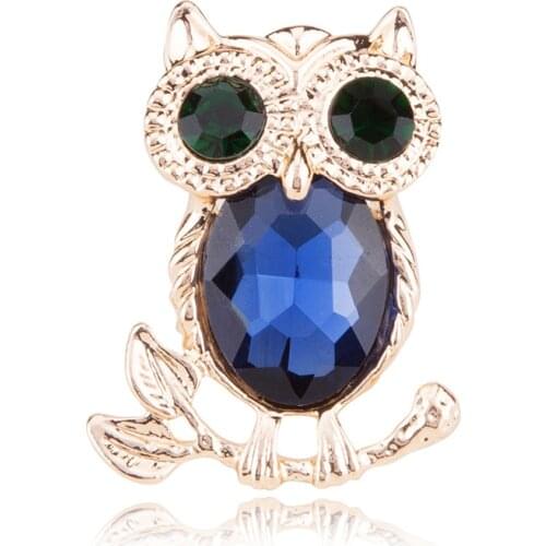 Rhinestone Brooches Large Blue Crystal Owl Pins Brooch For Women and Men Animal Bird Brooches Jewelry Accessories Girls Gift