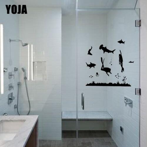 YOJA 28x28.2CM（One Group）Beautiful Bathroom Sea Diving Decals Home Bedroom Wall Stickers G2-0350
