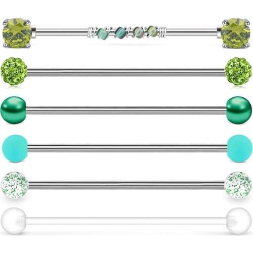 14G Industrial Ball Piercing Jewelry Surgical Steel with 6 Style Ball CZ Cartilage Helix Piercing Body Jewelry for Women Men38mm