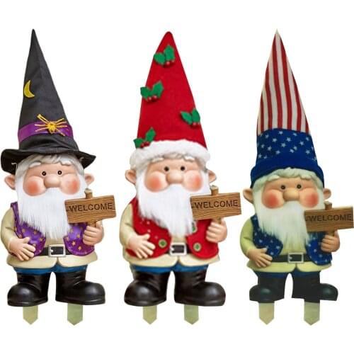 Funny Garden Gnome Stake Sculpture Acrylic Outdoor Backyard Lawn Welcome Gnome Sign Statue Garden Art Decoration