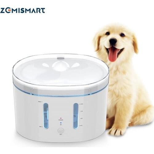 Zemismart Tuya WiFi Smart Pets Water Feeder Automatic Fountain Drinking Dispenser Cat Dog Pet Drink Feeder Filter 2L
