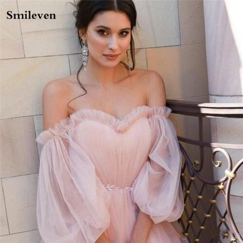 Smileven Pink Princess Wedding Dress Off The Shoulder Puff Sleeve Women Bridal Gowns Vestido De Novia Corset Wedding Gowns