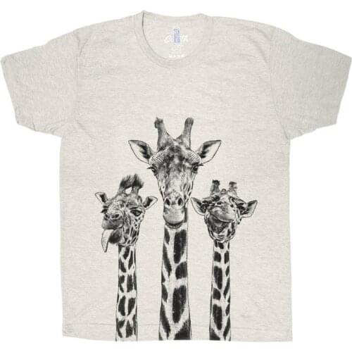 Giraffe Custom Print Tri-Blend Short Sleeve 100% cotton crewneck short sleeve cute fashion top tees for women Ladies plus size