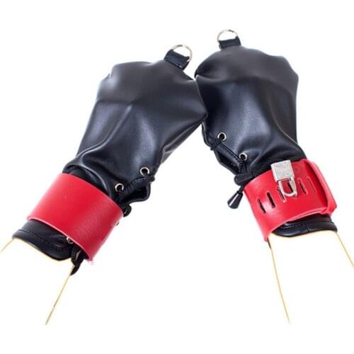 1Pair Locking Gloves Dog Paw Palm PU Leather Hand Gloves Bondage Restraints Sex Toys for Women Adult Game Slave Sex Products
