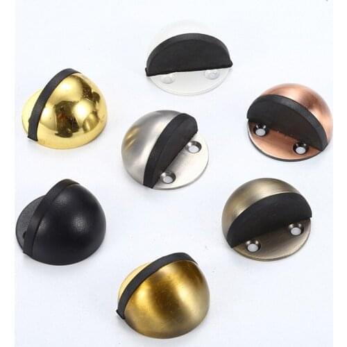 1Pc Door Stopper Stainless Steel Rubber Magnetic Non Punching Sticker Hidden Door Holders Floor Mounted Nail-free Door Stops