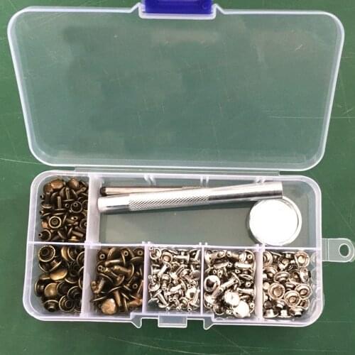 120 Set Leather Metal Rivets Double-Sided Studs With Fixing Tool Kit For Leather Craft Repairing