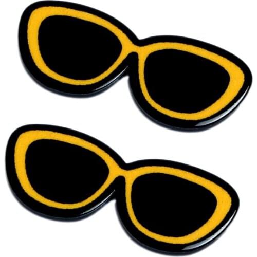 20Pcs Acrylic Yellow Glasses Decoration Crafts Cabochon Flatback Embellishments For Scrapbooking Kawaii DIY Accessories