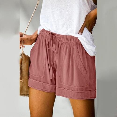 2020 Casual Wide-leg Pants Women Casual Solid Color Shorts Drawstring Multi Pockets Minipants Hot Pants