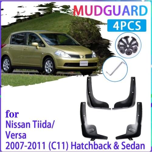 4 PCS Car Mud Flaps for Nissan Tiida Versa Latio C11 2007~2011 2009 2010 Mudguard Splash Guards Fender Mudflaps Auto Accessories