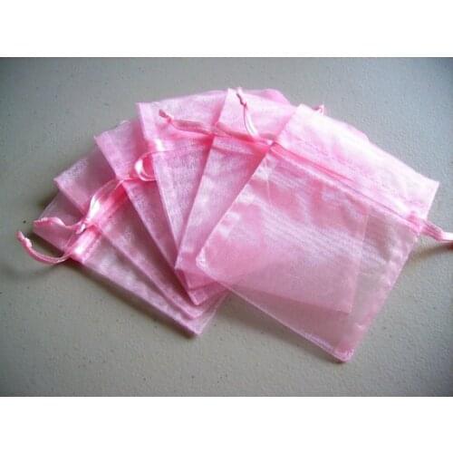 Free Shipping 200pcs/lot Pink Organza Bags 9x12cm Christmas Wedding Gift Bags Jewelry Bags Gift packing Pouches