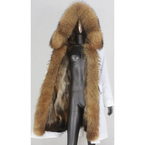 BLUENESSFAIR 2020 X-long Waterproof Parka Winter Jacket Women Natural Raccoon Fur Hood Real Fox Fur Liner Coat Streetwear New