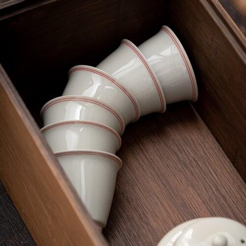 Tea Cup Tea Cup Kung Fu Tea Set Hand Painted Double Line Master Cup Home Tea Ceremony Personal Small Size Tea Cup Bowls