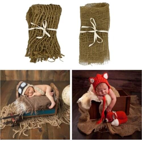 Newborn Handcraft Jute Backdrop Blanket Baby Photography Prop Chunky Burlap Layer Net Studio Props-S006