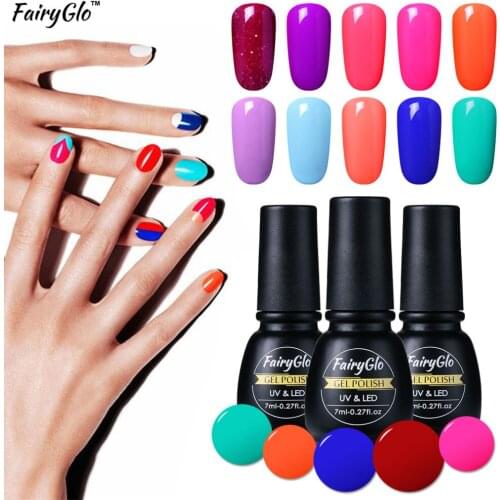FairyGlo 7ML Pure Color Gel Nail Polish UV Gel Polish LED Lamp Soak Off Paint Gellak Semi Permanent Lucky Lacquer Hybrid Varnish