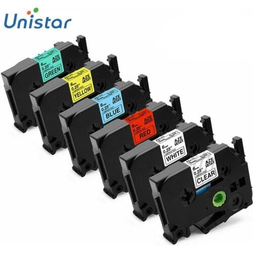 Unistar TZe-211 TZe-611 Laminated 6mmx8m Compatible for Brother Label Tape White Yellow Mixed Color TZe-211 tze-211 Label Maker