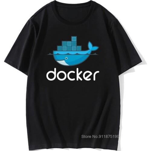 Men Docker Logo Tops T Shirt Linux Javascript Computer Cotton Tees Funny Fitness O'Neck Tees Graphic Tshirts