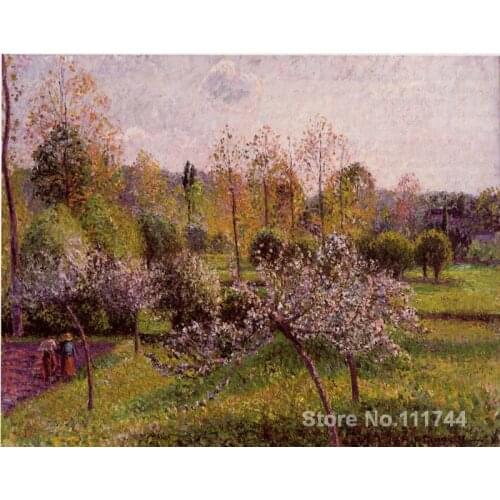 Famous Camille Pissarro paintings Flowering Apple Trees Eragny Canvas art reproduction High quality Hand painted