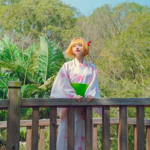 Anime Card Captor Cosplay Costume Sakura Fireworks Kimono Yukata Girls Retro Clothing Party Dress