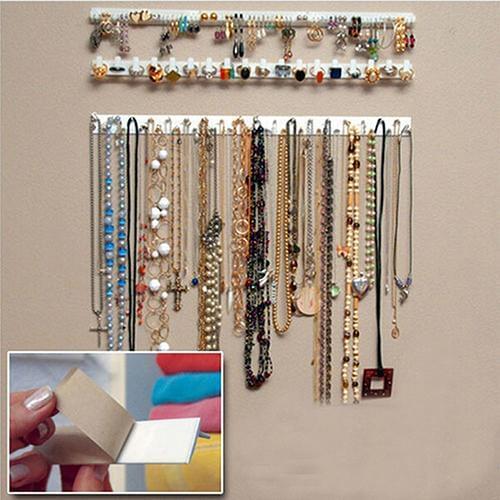 9Pcs Adhesive Jewelry Earring Necklace Hanger Holder Organizer Packaging Display Jewelry Rack Sticky Hooks Wall Mount Stand Tray