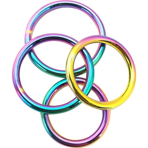 40/45/50/55mm Rainbow Penis Ring Cock Ring Male Metal Ball Scrotum Stretcher Delay Ejaculation BDSM Sex Toy For Men Dick Ring