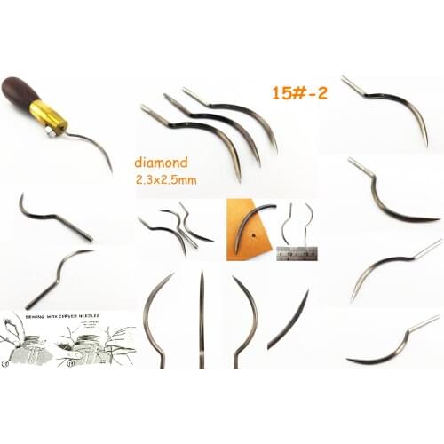 Leather Craft Shoemaker Cobbler Pierce Hole Arc Bent Curved Diamond Needles Awl Tool Set Knife Cutter Punch Chisel Edger Groover