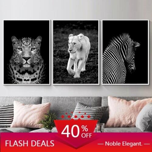 Leopard Lion Zebra Artwork Wall Black White Animal Christmas Canvas Painting Art Poster And Nordic Painting Modern Home Decorat