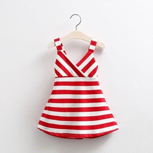 Modal Striped Summer Style Girls Dress Beach Kids Girl Princess Dress Fashion Sleeveless Children Clothes