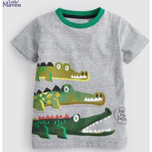 Little maven children 2020 summer new baby boys clothes animal print brand cotton short sleeve t shirt boy tee tops 51671