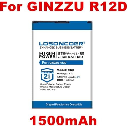 LOSONCOER 1500mAh R12D Replacement Li-ion Batteries For GINZZU R12D Mobile Phone Battery R12D Battery ~In Stock