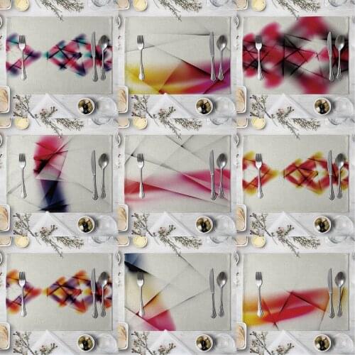 Fashion Print Rectangle Cotton Linen Western Style Table Pad Cut Mats Placemat for Dinner Kitchen Table 40x30cm