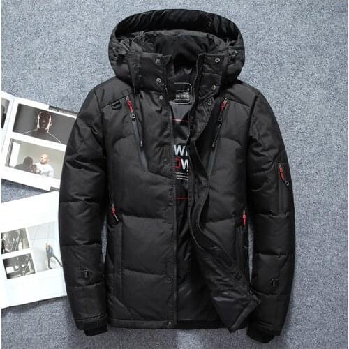 Mens High quality winter jacket thick Mouth bag windproof zipper snow park overcoat Solid color brand down jackets