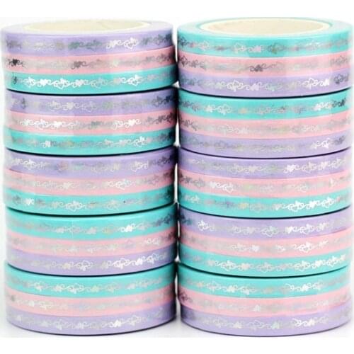 5mm heart totem purple pink Foil Washi Tapes Set DIY Scrapbooking Planner Adhesive Masking Tapes Kawaii Stationery Wholesale