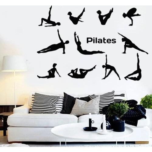 Pilates Decal Gymnastics Sport Wall Stickers Yoga Pose Home Decor Removable Living Room Mural Decoration O50