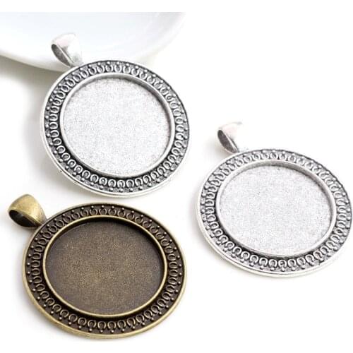 New Fashion 5pcs 25mm Inner Size Antique Silver Plated Bronze Classical Style Cabochon Base Setting Charms Pendant