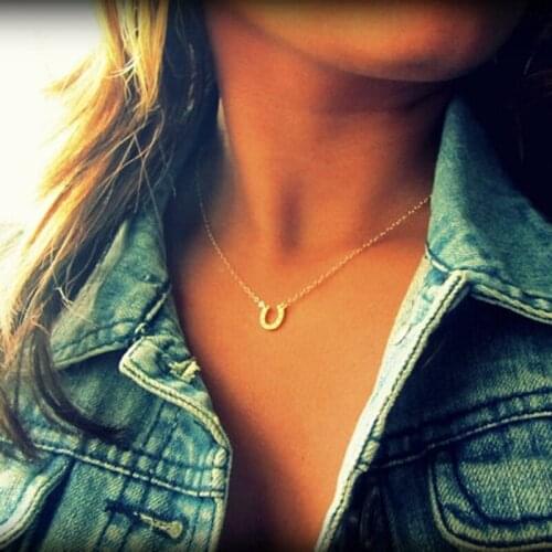 Fashion Women Simple Retro Lucky U Shape Horseshoe Pendant Necklace Wedding Jewelry Gifts
