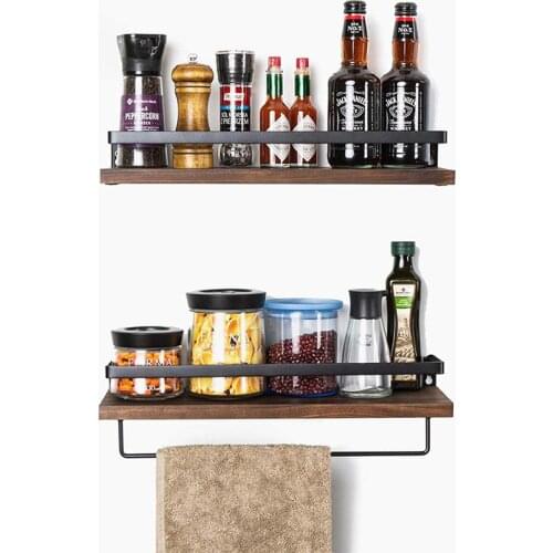 2pcs/set Storage Shelf Metal Frame with Wooden Board for Kitchen seasoning Bathroon Toiletries Living Room Sundries Storage Rack