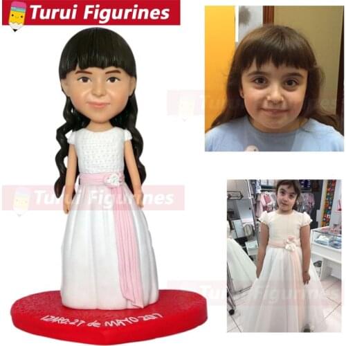 Custom bobbleheads dolls made from your photo collectible figurines first communion girl figurines birthday cake topper decorati