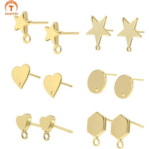 10pcs Diy accessories earrings material package 14K gold plated ear studs anti-allergy 925 silver needle earrings studs