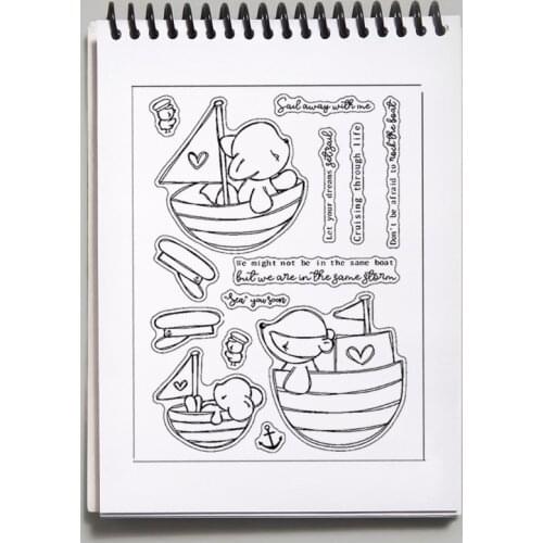 M17D Transparent Silicone Sailing Bear Clear Stamps Elegant Card Making Stamps Card