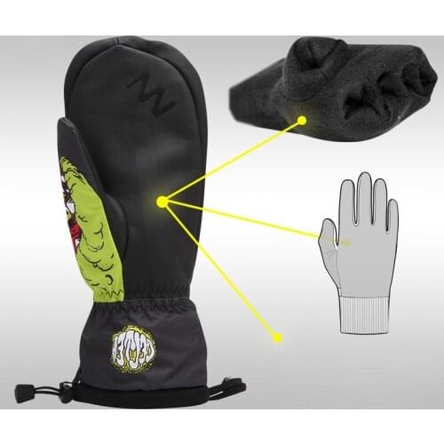 Stock Clearance! Cheap Ski Gloves Mens and Womens Thickened Waterproof Two Finger Gloves Inner Five Finger Cotton Stuffy