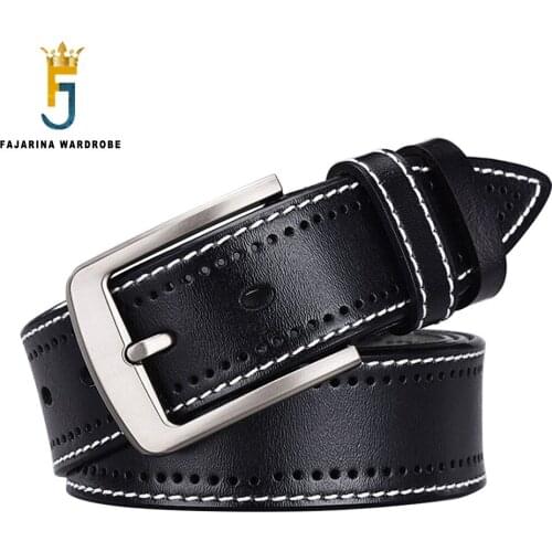 FAJARINA Unique Design Genuine Leather Belt Casual Styles Waistband Belts for Men Jeans 3.8cm Wide Apparel Accessories N17FJ834