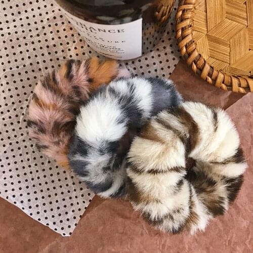 Fashion Girls Elastic Faux Fur Scrunchie Hair Rope Ponytail Holder Elastic Plush Hair Ring Hair Accessories Women Hair Bands
