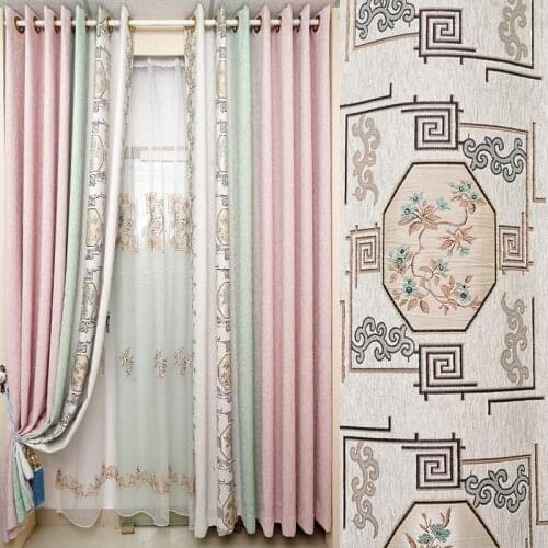 New chenille jacquard curtain high grade living room bedroom atmosphere pastoral Nordic curtain finished product