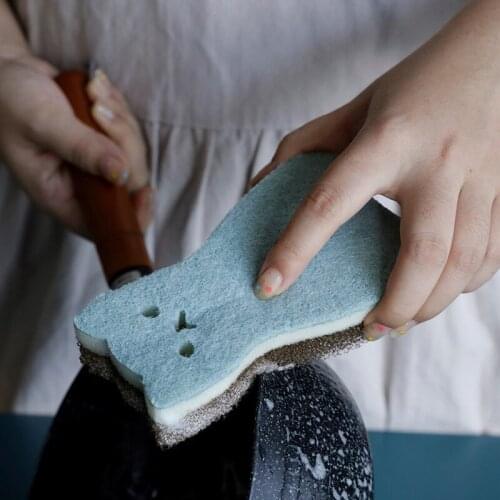 Dish Washer Thick Cat Spong Wash Plate Pot Scratching Rub Honeycomb Sponge Faux Luffa Cleaning Sponge Three Layer Kitchen Tools