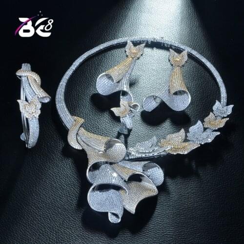 Be 8 Unique Luxury Geometric Design African Cubic Zirconia Nigerian Jewelry Sets for Women Wedding Beads Bridal Jewelry SetsS330